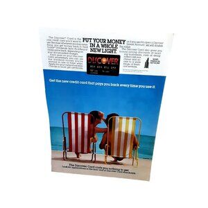 1986 Discover Card Put Your Money In A Whole New Light Original Print Ad